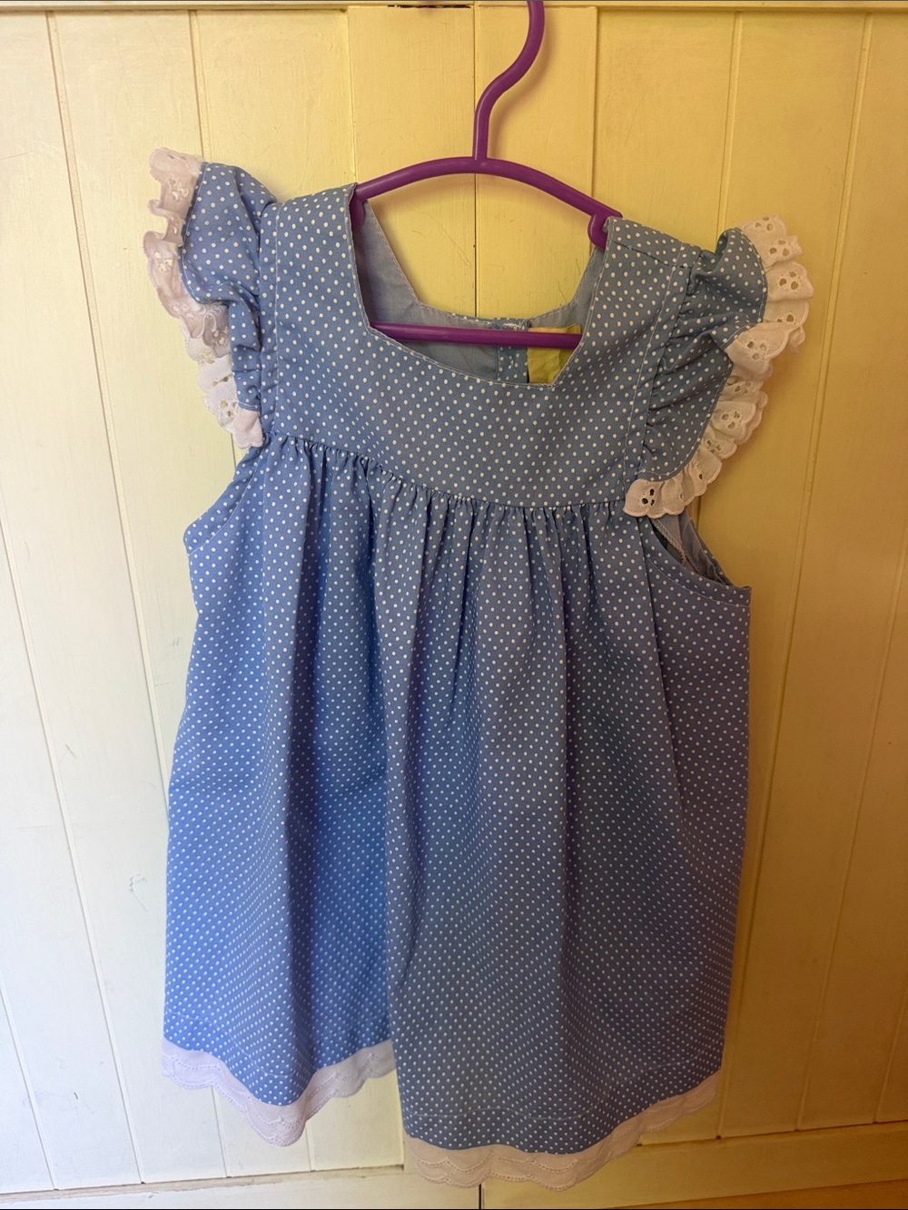 Carter's vintage Light Blue Polka Dot Dress with Ruffle Trim